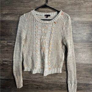 T/O Cream Cable Knit Crew Neck Sweater Womens Small